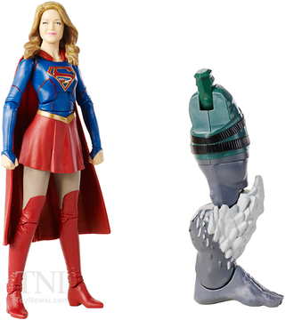 Here she is next to the severed left leg of Doomsday, because why not?